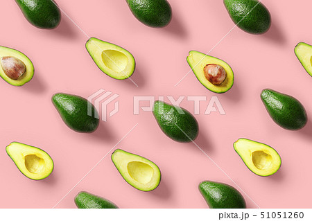 Avocado colorful pattern on a pastel pink background. Summer concept 51051260