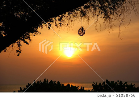 lantern with sun set on sea background 51058756