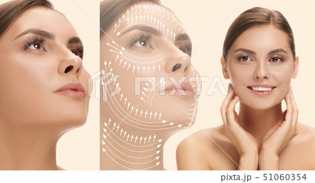 Beautiful female face, concept of skincare and lifting 51060354
