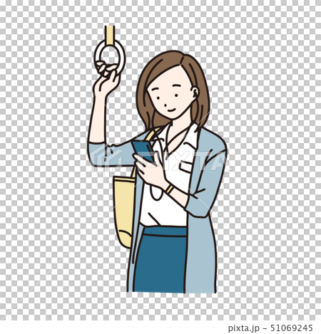 Woman listening to voice on smartphone by train 51069245