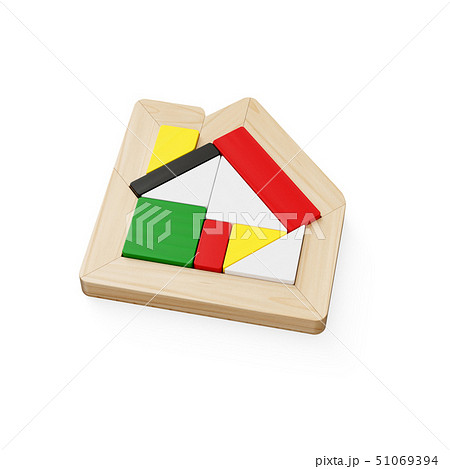 家の形をしたパズル 斜め置きのイラスト素材