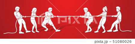 Children playing tug of war cartoon graphic vector 51080026