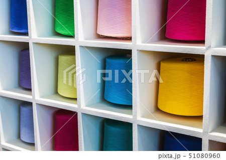 different colors of thread, textile, for clothing manufacture   51080960