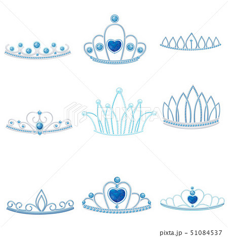 Set Of Different Silver Crowns With Large And のイラスト素材