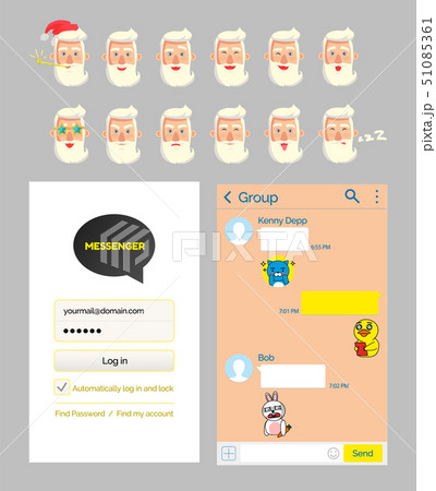 Kakao Talk Messenger Design Mockup And Stickersのイラスト素材