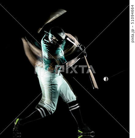 baseball player man isolated black background light painting 51094664