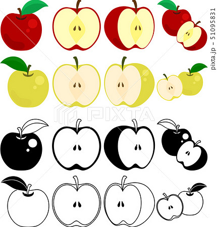 りんごと梨の可愛いアイコンのイラスト素材