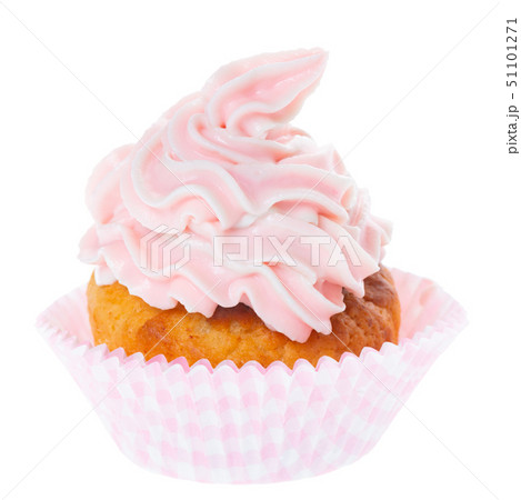 cupcake with pastel pink whipped cream isolated on cupcake with pastel pink whipped cream isolated on 51101271