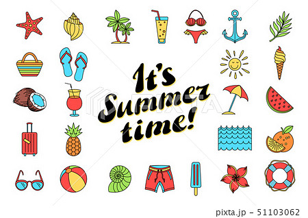 Summer Time in Beach Sea Shore with Objects. Summer Time in Beach Sea Shore with Objects. 51103062