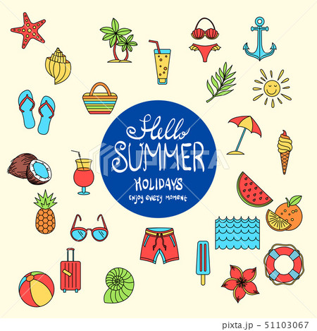 Hello Summer collection. Vector illustration of Hello Summer collection. Vector illustration of 51103067