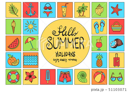 Collection of Summer icons vector Set Outline Collection of Summer icons vector Set Outline 51103071