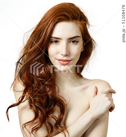 Redhead woman with cute smile and perfect skin. 51108476