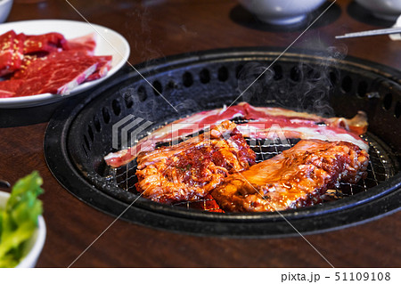 網の上で焼くジューシーな焼肉 網の上で焼くジューシーな焼肉 51109108