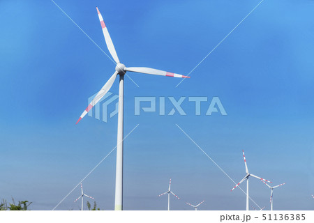 Wind turbine .Sustainable development, renewable energy.Windmills for electric power production 51136385