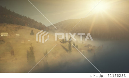 Mountain slope landscape mist weather aerial view Mountain slope landscape mist weather aerial view 51176288