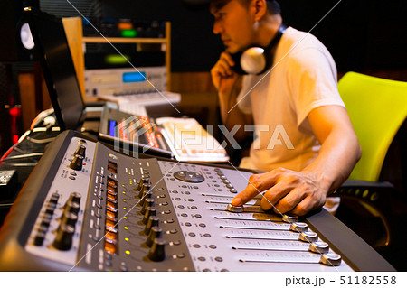 sound engineer working in broadcasting studio 51182558