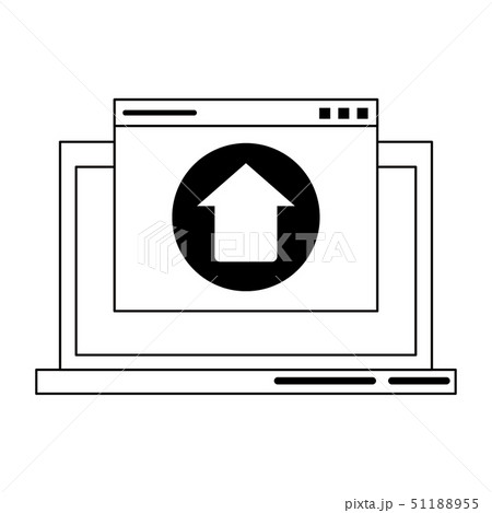 computer with upload sign in black and white computer with upload sign in black and white 51188955