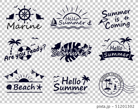 オシャレな夏のロゴデザインセットのイラスト素材