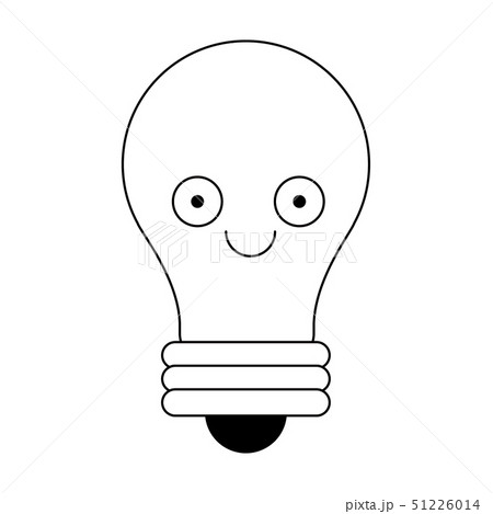 Bulb light cute cartoon in black and white Bulb light cute cartoon in black and white 51226014