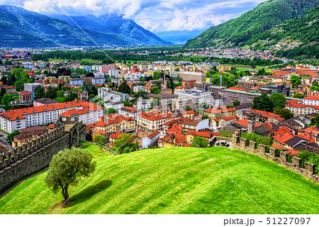 Bellinzona Old Town in Alps Mountains, Switzerland Bellinzona Old Town in Alps Mountains, Switzerland 51227097