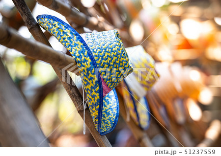 Domestic straw hats made from recycled material. 51237559