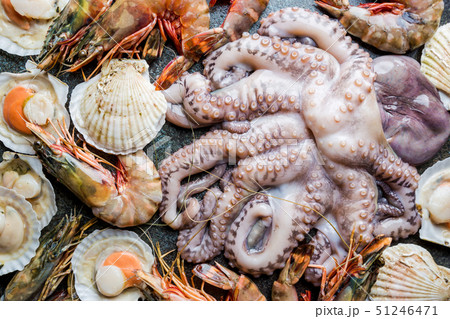 Assortment of raw seafood Assortment of raw seafood 51246471