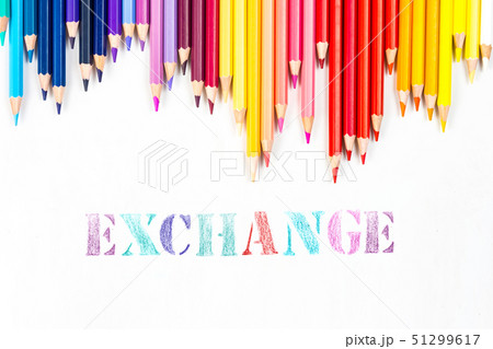 Exchange drawing by colour pencils Exchange drawing by colour pencils 51299617