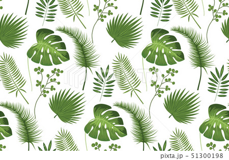 Tropical Leaves Seamless Pattern Floral Jungle のイラスト素材