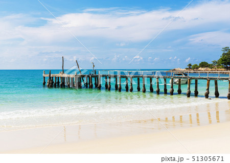 Wooden bridge in summer background with  beautiful 51305671