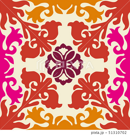 ハワイアンキルトのパターン トロピカル 背景イラスト テクスチャ 夏のイメージ ベクターデータのイラスト素材