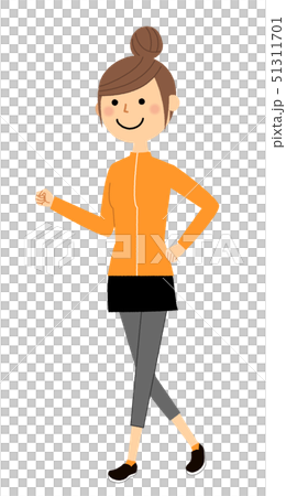若い女性 ウォーキングのイラスト素材 若い女性 ウォーキングのイラスト素材