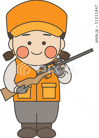 女性キャラクター猟師のイラスト素材