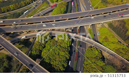 Aerial view of cars on highway junctions. Bridge Aerial view of cars on highway junctions. Bridge 51315753