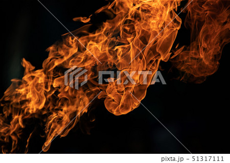Closeup Fire flames from gas explosion on black 51317111