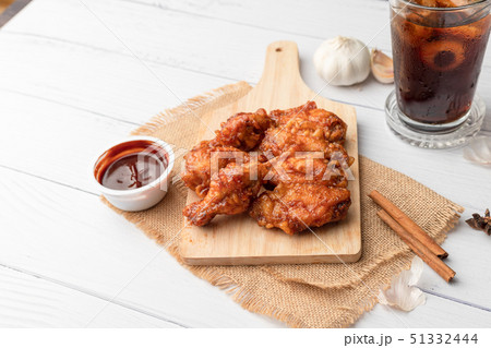 Hot and spicy Korean barbeque fried chicken on 51332444