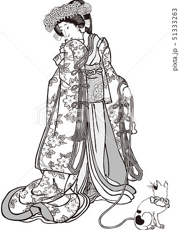 浮世絵 女性の姿 版画本物 黒フレーム - メルカリ