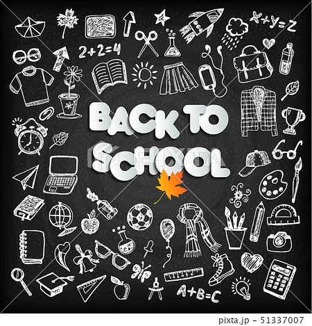 Back to school background set on black board 51337007