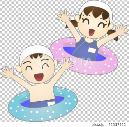 子供 浮き輪 プール ベクターのイラスト素材