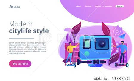 Urban electric transport concept landing page. 51337635