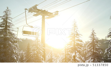 empty ski lift. chairlift silhouette on high 51337850