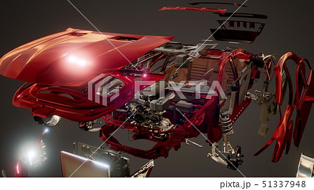 Disassembled Car with Visible Parts 51337948