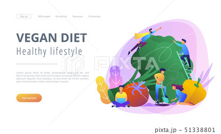 Vegan diet and healthy lifestyle landing page. Vegan diet and healthy lifestyle landing page. 51338801