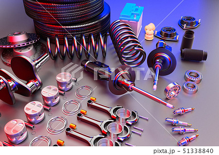Auto parts spare parts car on the grey background. 3D rendering 51338840