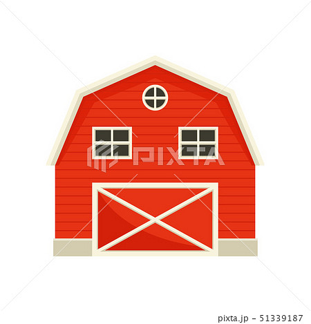 Large Wooden Red Barn Vector Illustration On のイラスト素材