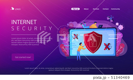 Antivirus software concept landing page. Antivirus software concept landing page. 51340469