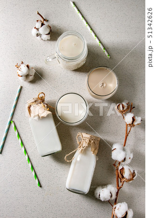 Variety of non-dairy milk Variety of non-dairy milk 51342626