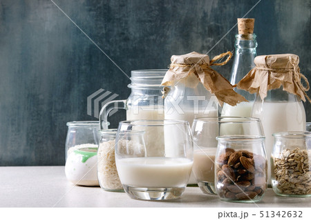 Variety of non-dairy milk 51342632