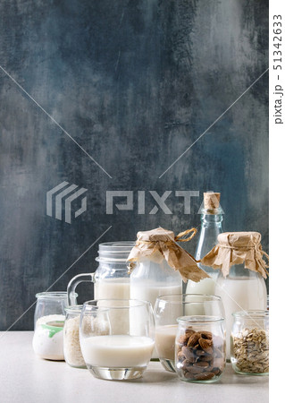 Variety of non-dairy milk 51342633