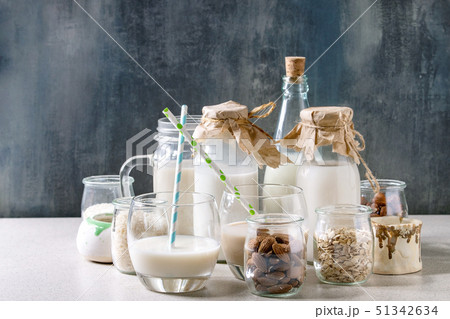 Variety of non-dairy milk 51342634
