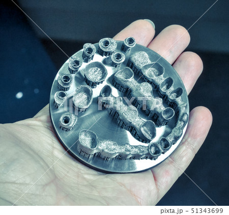 Object printed on metal 3d printer isolated. 51343699